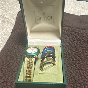 Gucci Gold Watch with Interchangeable Bezels